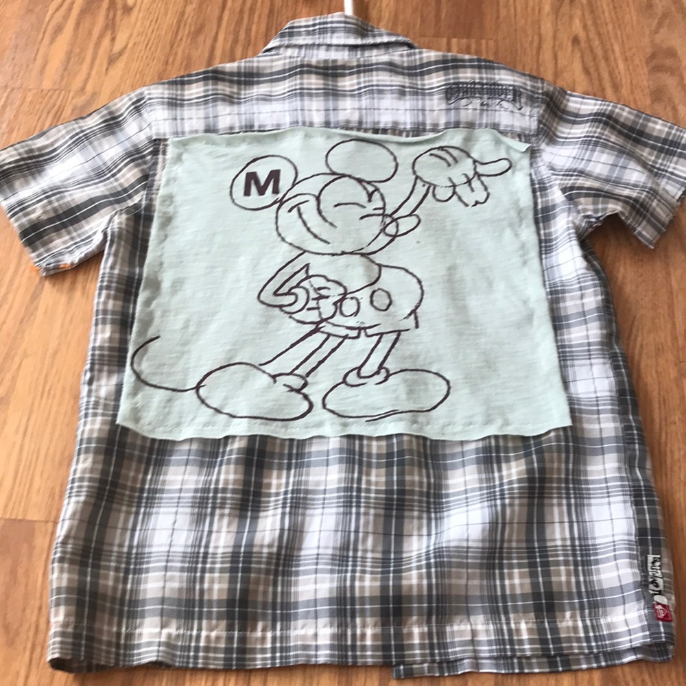 Mickey Mouse Upcycled Quiksilver Button Up Size 5